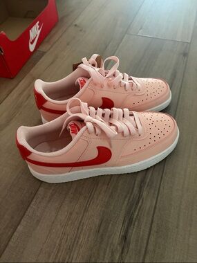 Nike Pink and Red Low-Top Sneakers